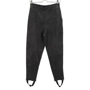 Wilsons Leather Women 8 Solid Black Genuine Leather Stirrup Pants Made In USA
